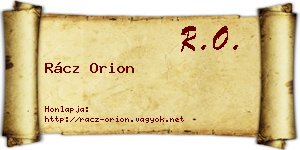 Rácz Orion névjegykártya